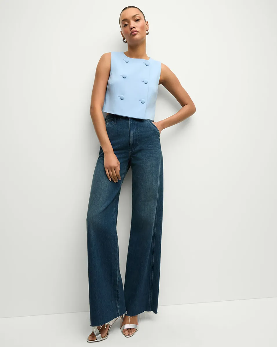 Drexley Cropped Vest in Blue Sky>Veronica Beard Sale