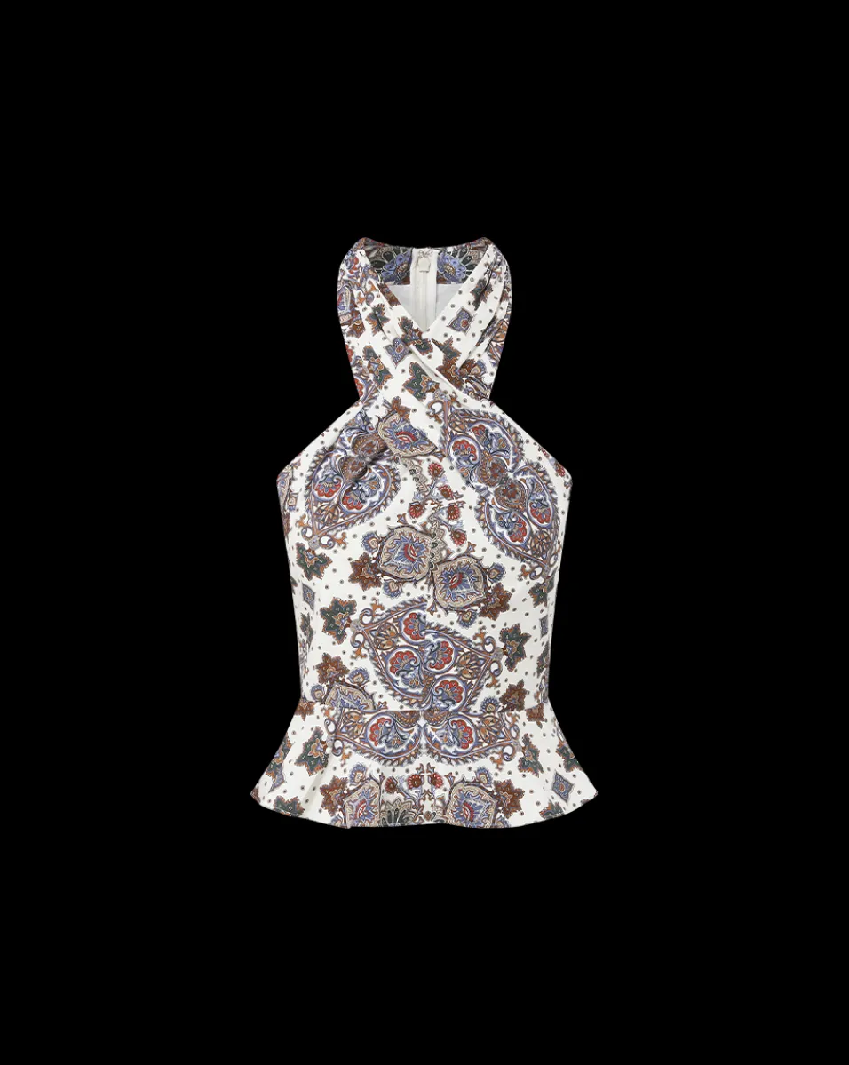 Drey Kaleidoscope-Print Top in Off-White Multi>Veronica Beard Hot