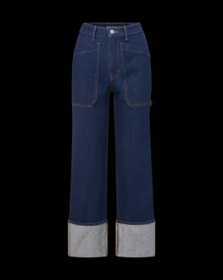 Dylan Cuffed Straight-Leg Jeans in Indigo Denim><noscript><img width=