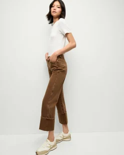 Dylan Cuffed Twill Straight-Leg Pants in Brown><noscript><img width=