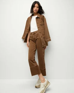 Dylan Cuffed Twill Straight-Leg Pants in Brown><noscript><img width=