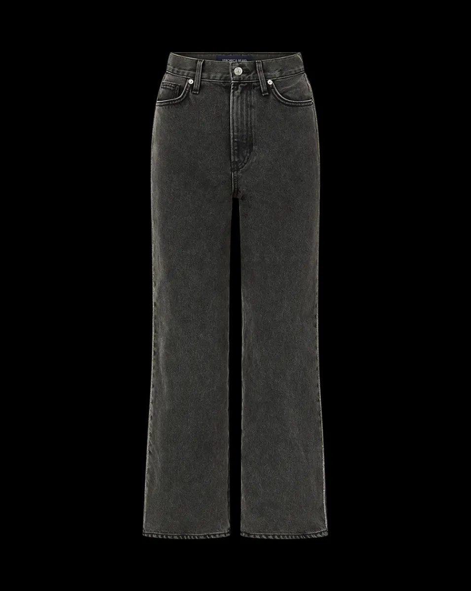 Dylan Rhinestone-Stripe Straight-Leg Jean in Washed Black>Veronica Beard Sale