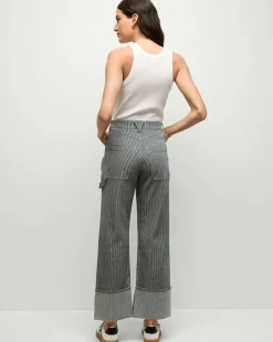 Dylan Striped Cargo Straight-Leg Jean in Solstice Stripe><noscript><img width=
