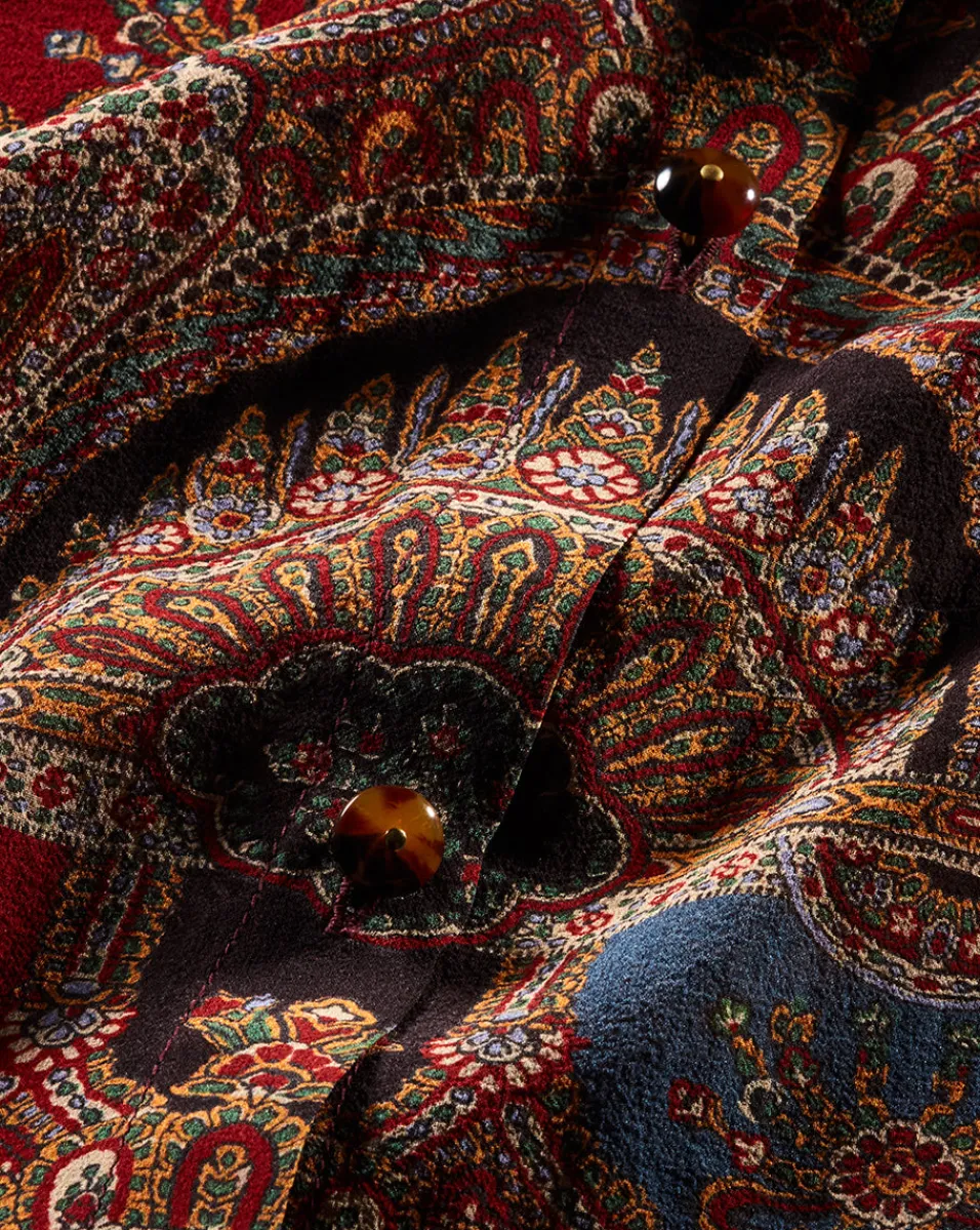 Elaine Bow Blouse in Dark Chocolate Multi>Veronica Beard