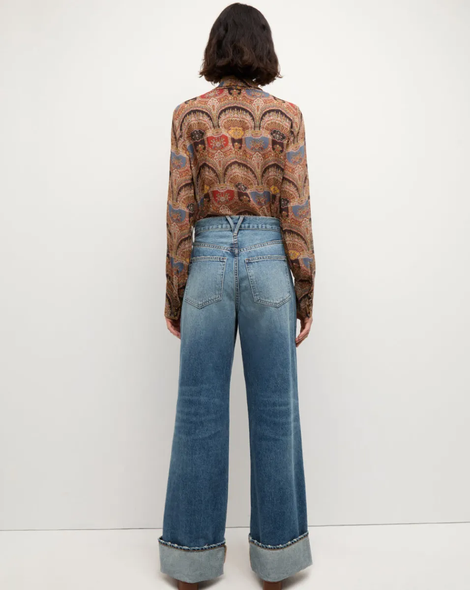 Elaine Bow Blouse in Dark Chocolate Multi>Veronica Beard