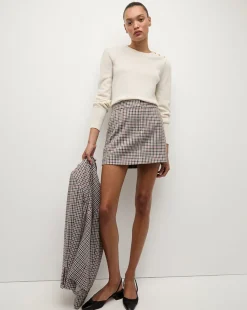 Elara Plaid Mini Skirt in Oat, Pink & Red Check>Veronica Beard Hot