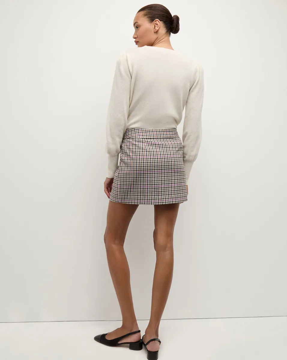 Elara Plaid Mini Skirt in Oat, Pink & Red Check>Veronica Beard Hot