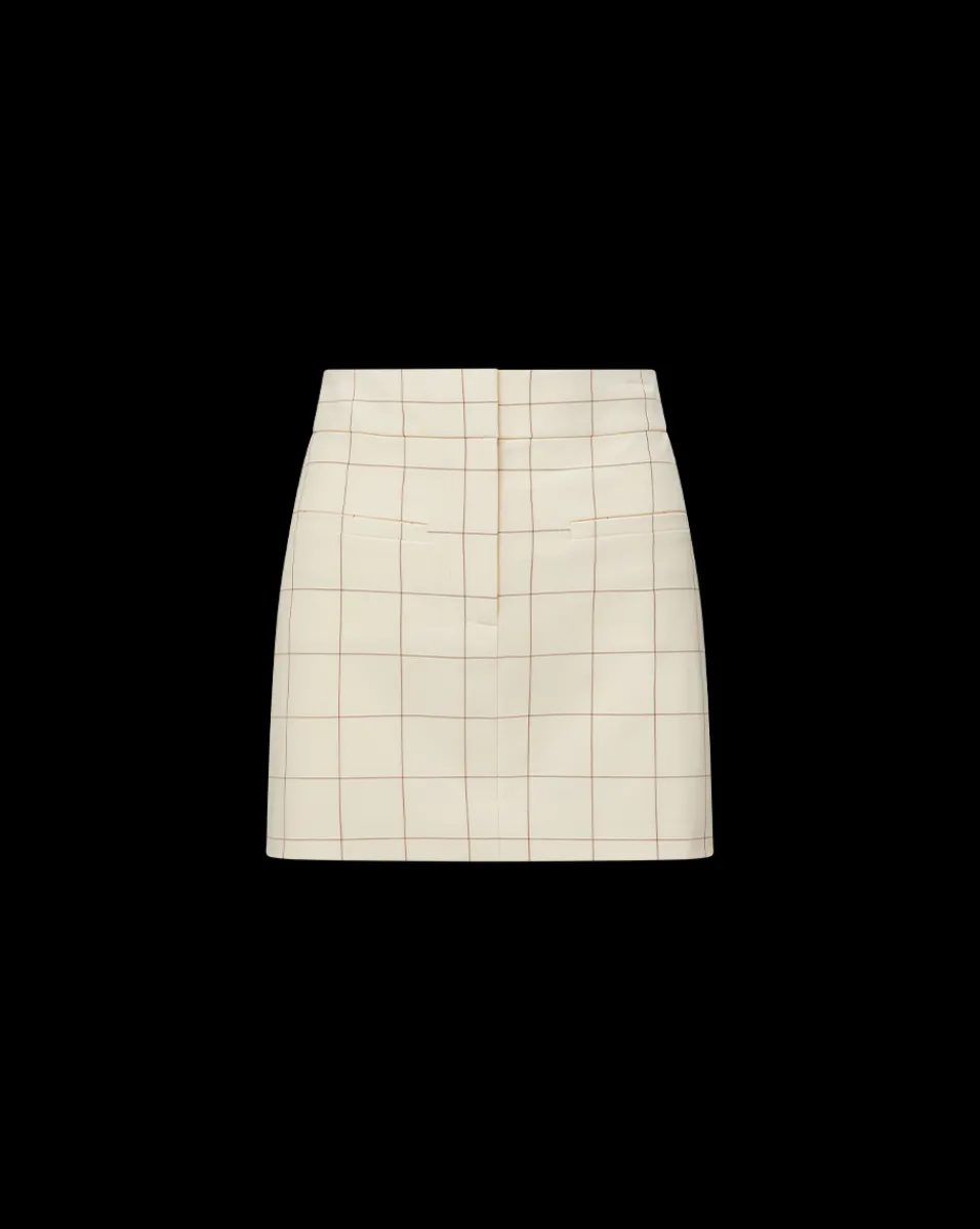 Elara Plaid Skirt in Ecru/Deep Ochre>Veronica Beard Best