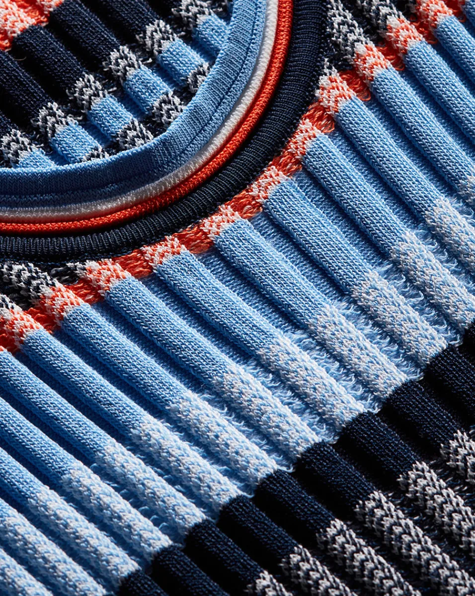 Fabiana Ribbed Dress in Blue Multi>Veronica Beard Outlet