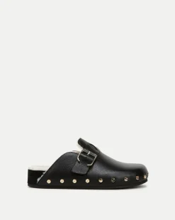 Fern Shearling Clog in Leather>Veronica Beard