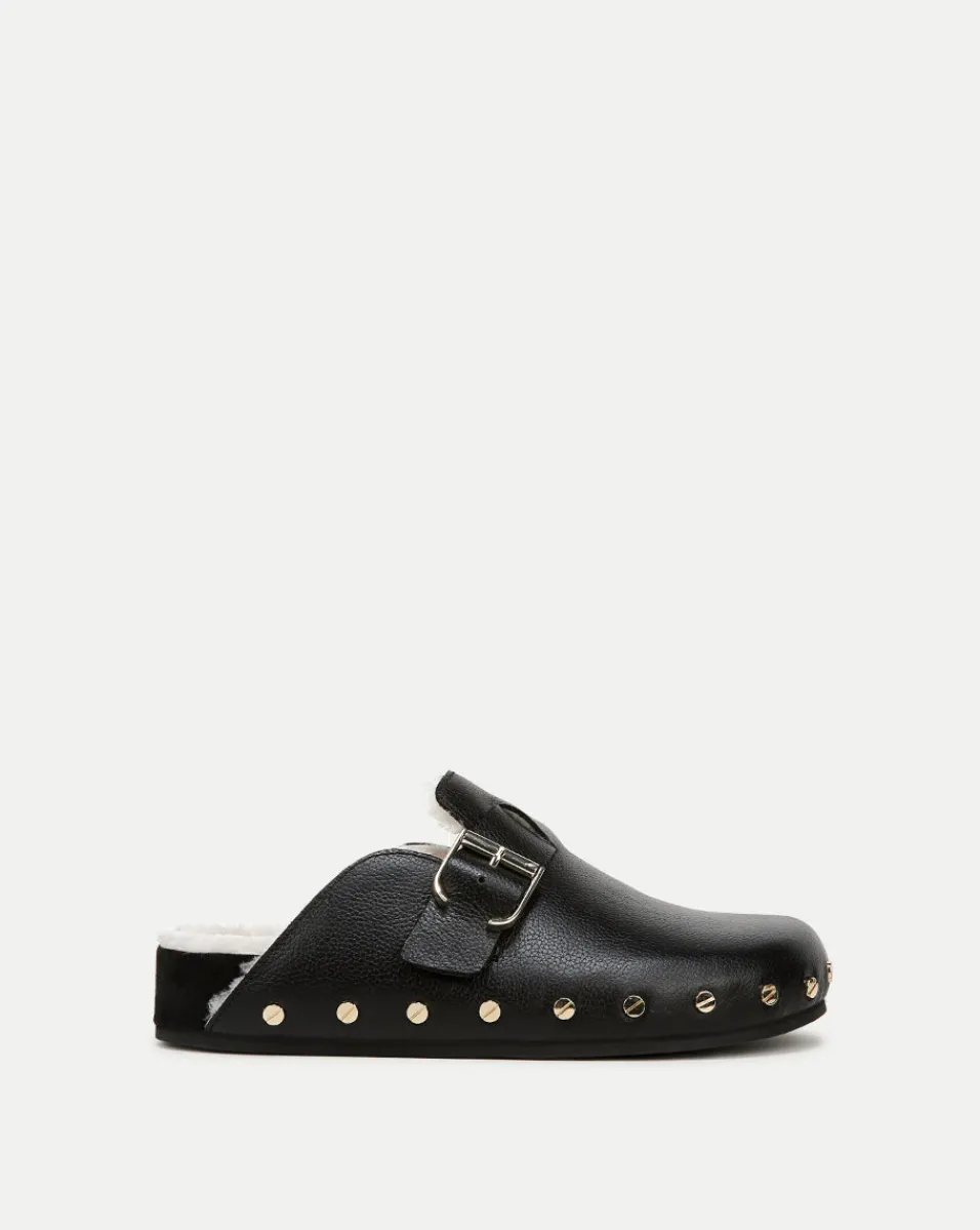 Fern Shearling Clog in Leather>Veronica Beard