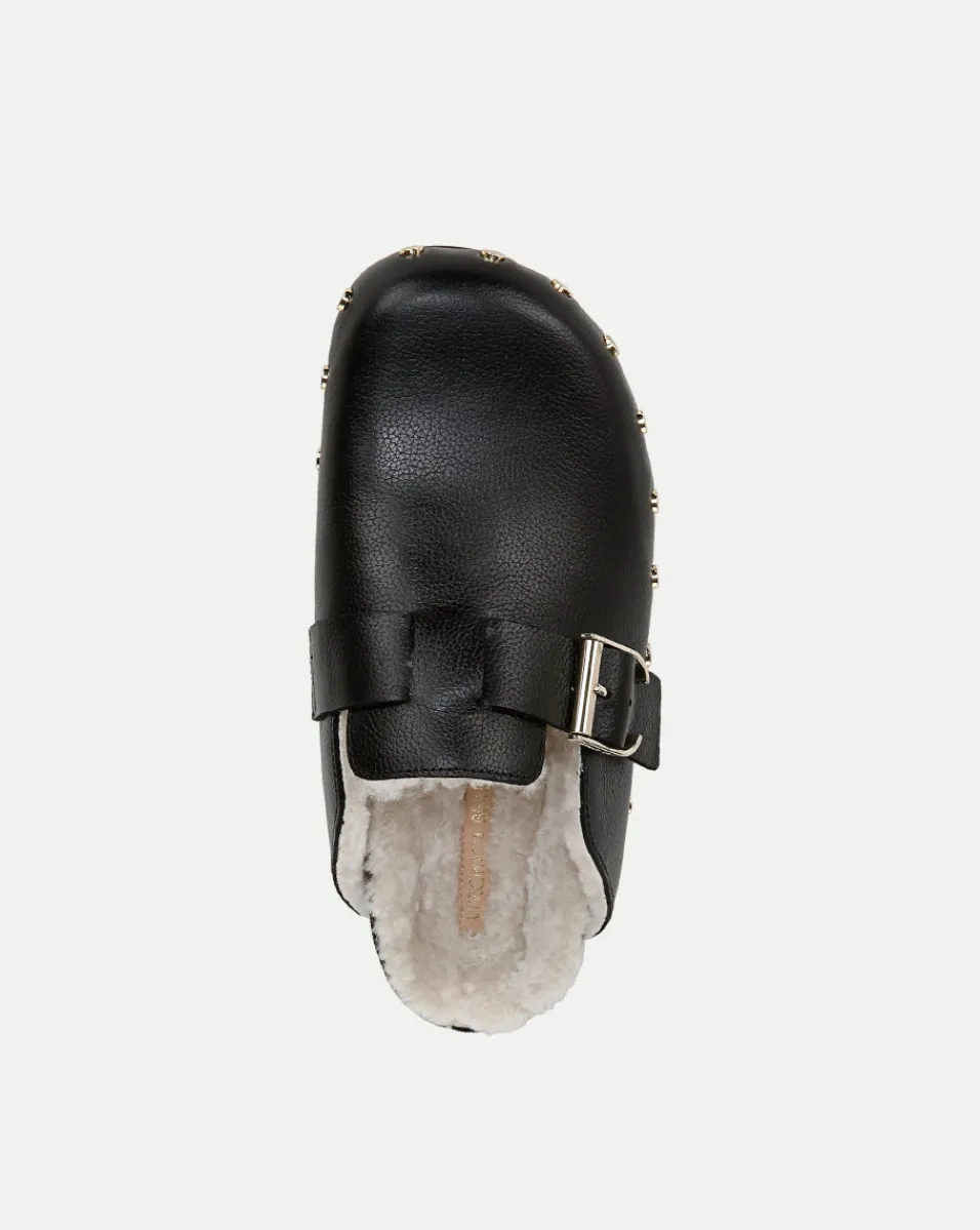 Fern Shearling Clog in Leather>Veronica Beard