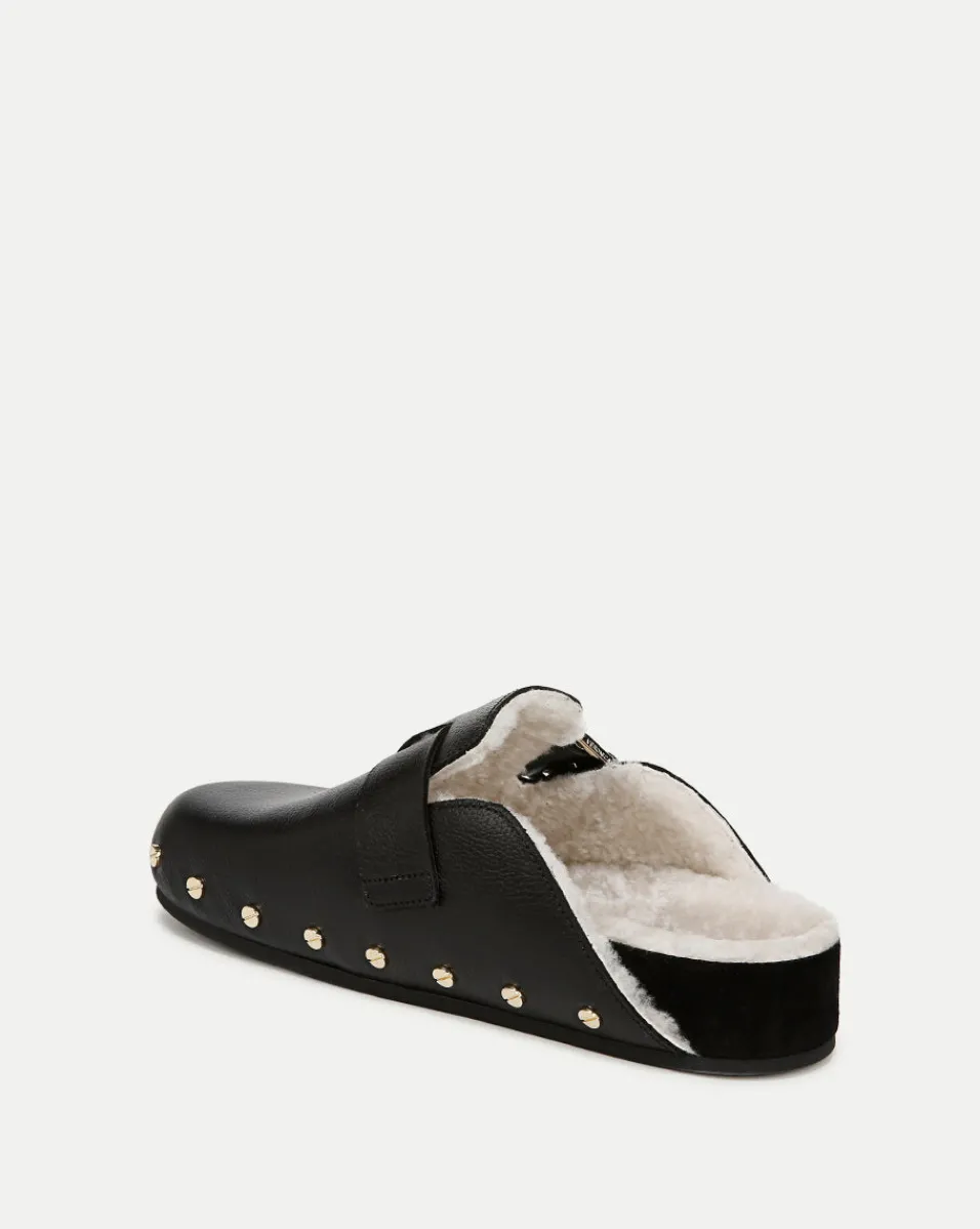 Fern Shearling Clog in Leather>Veronica Beard