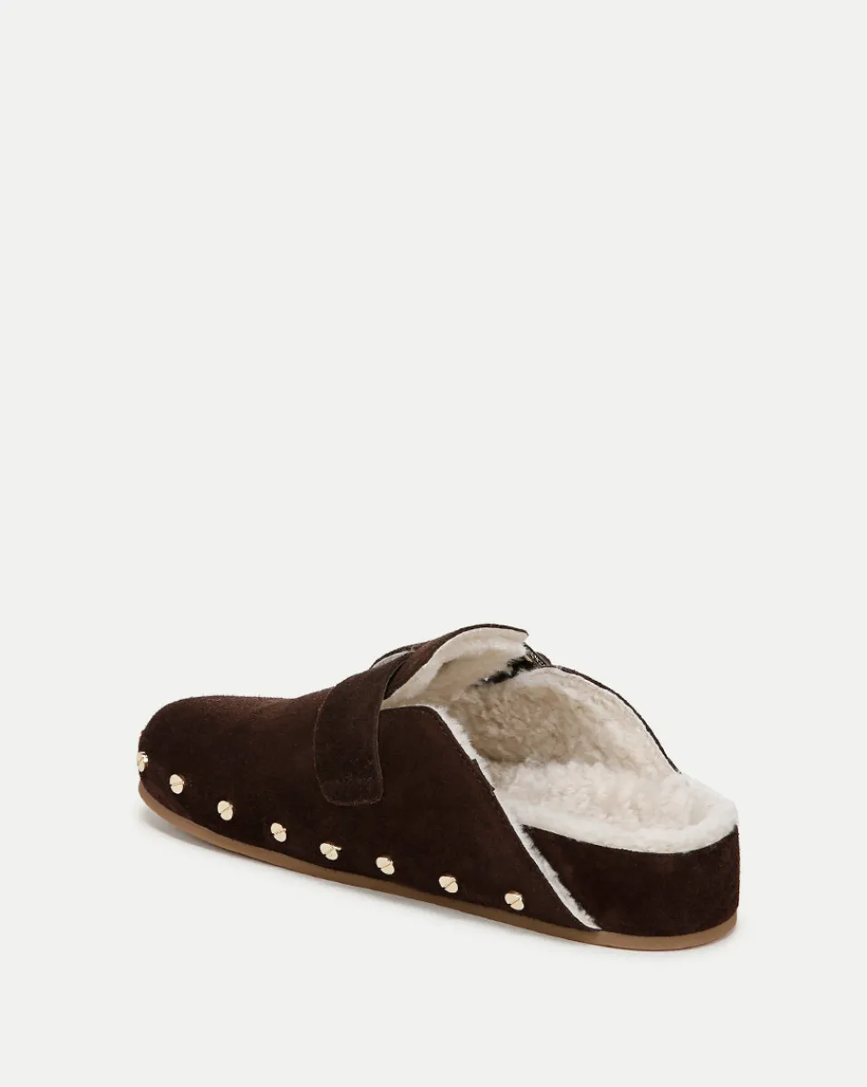 Fern Shearling Clog in Brown Suede>Veronica Beard New