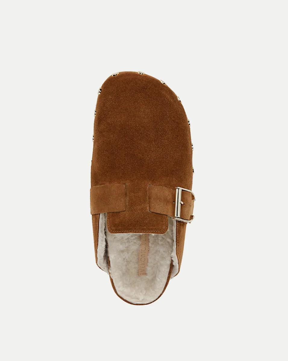 Fern Shearling Clog in Tan Suede>Veronica Beard Clearance