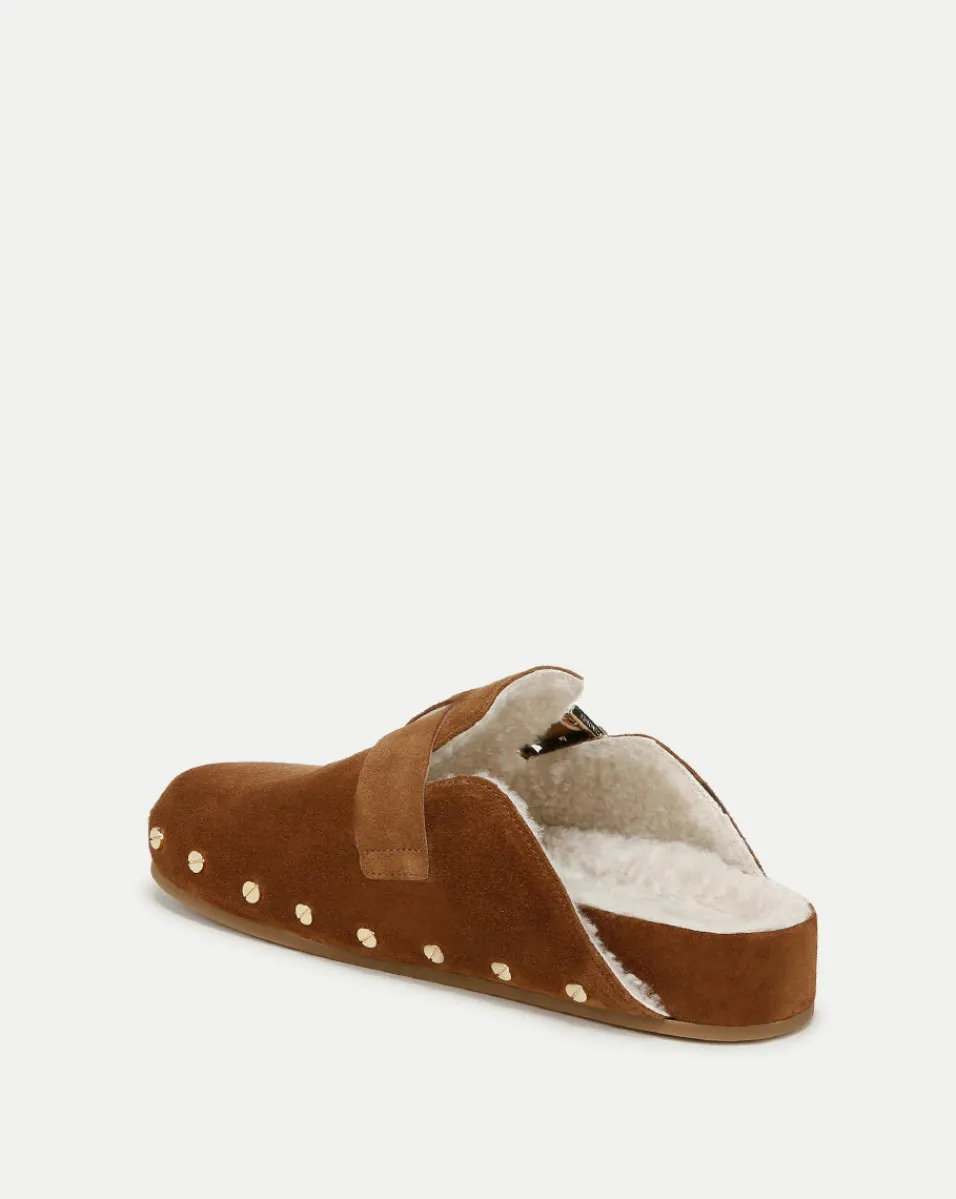 Fern Shearling Clog in Tan Suede>Veronica Beard Clearance