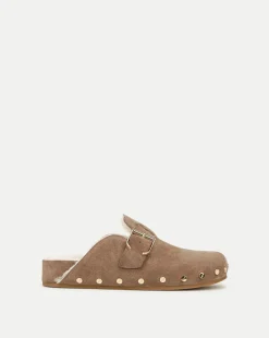Fern Shearling Clog in Suede>Veronica Beard Hot