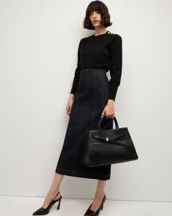Fiona Maxi Denim Skirt in Dark Wash>Veronica Beard Outlet