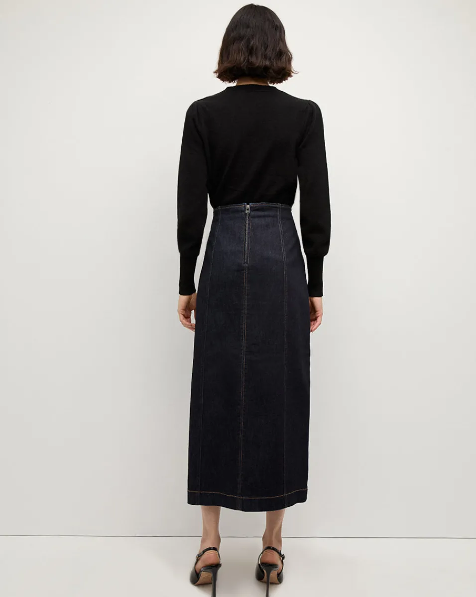 Fiona Maxi Denim Skirt in Dark Wash>Veronica Beard Outlet