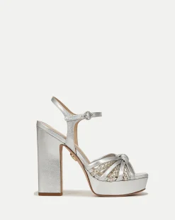 Flavia Silver Platform Sandal Heel>Veronica Beard Discount