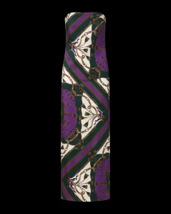 Flora Silk Strapless Maxi Dress in Green & Purple><noscript><img width=