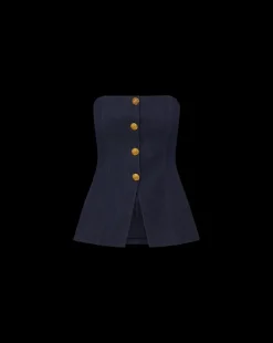 Forman Denim Bustier Top in Dark Wash><noscript><img width=