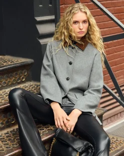 Freya Wool Blend Dickey Coat in Heather Grey><noscript><img width=