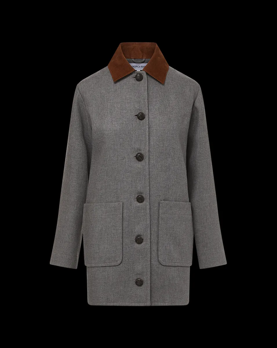 Freya Wool Blend Dickey Coat in Heather Grey>Veronica Beard New