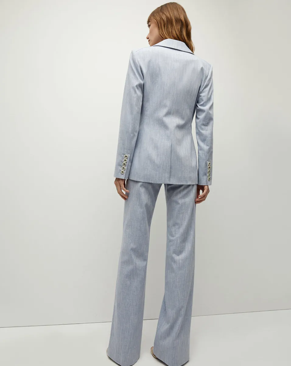 Gaya Metallic Pinstripe Dickey Jacket in Blue Oasis>Veronica Beard Sale