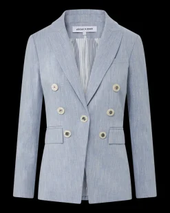 Gaya Metallic Pinstripe Dickey Jacket in Blue Oasis><noscript><img width=