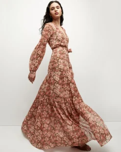 Isra Silk Dress in Deep Ochre Multi>Veronica Beard Online