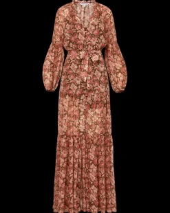 Isra Silk Dress in Deep Ochre Multi><noscript><img width=