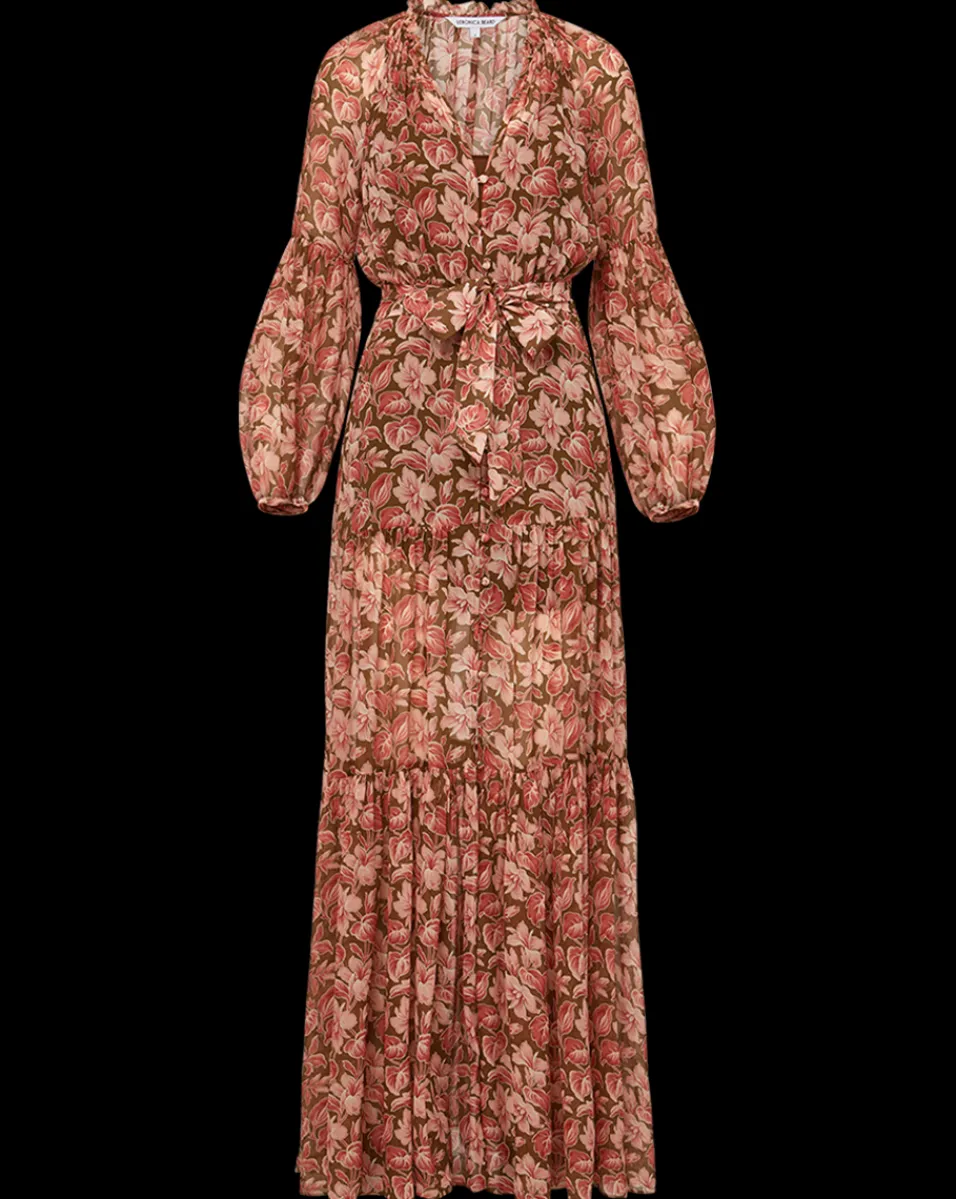 Isra Silk Dress in Deep Ochre Multi>Veronica Beard Online