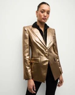 Izara Dickey Jacket in Vintage Gold x Poppy Delevingne>Veronica Beard Sale