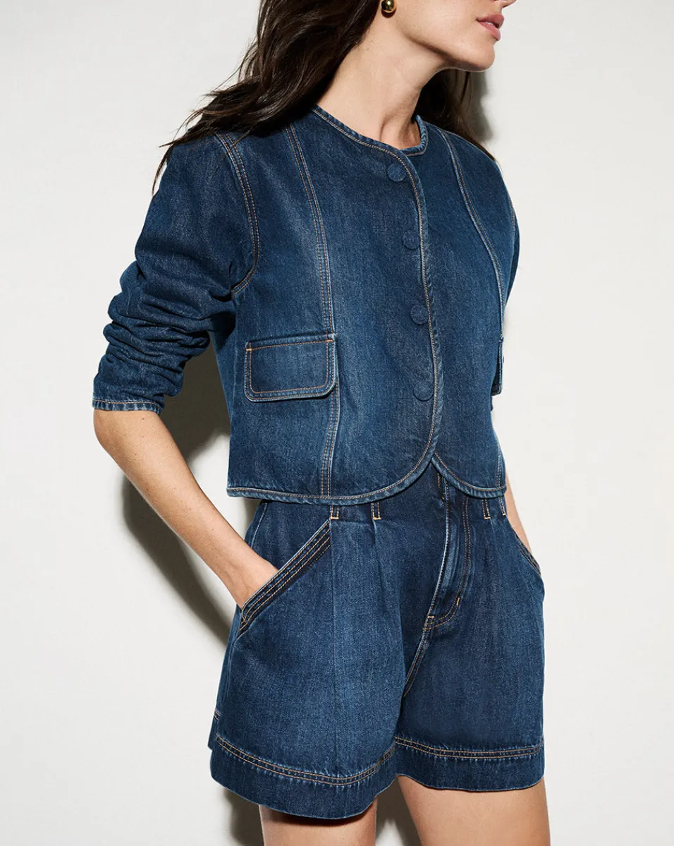 Jaffe Denim Short in Bright Blue>Veronica Beard Clearance