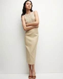Jerrel Silk-Linen Tank in Stone Khaki>Veronica Beard