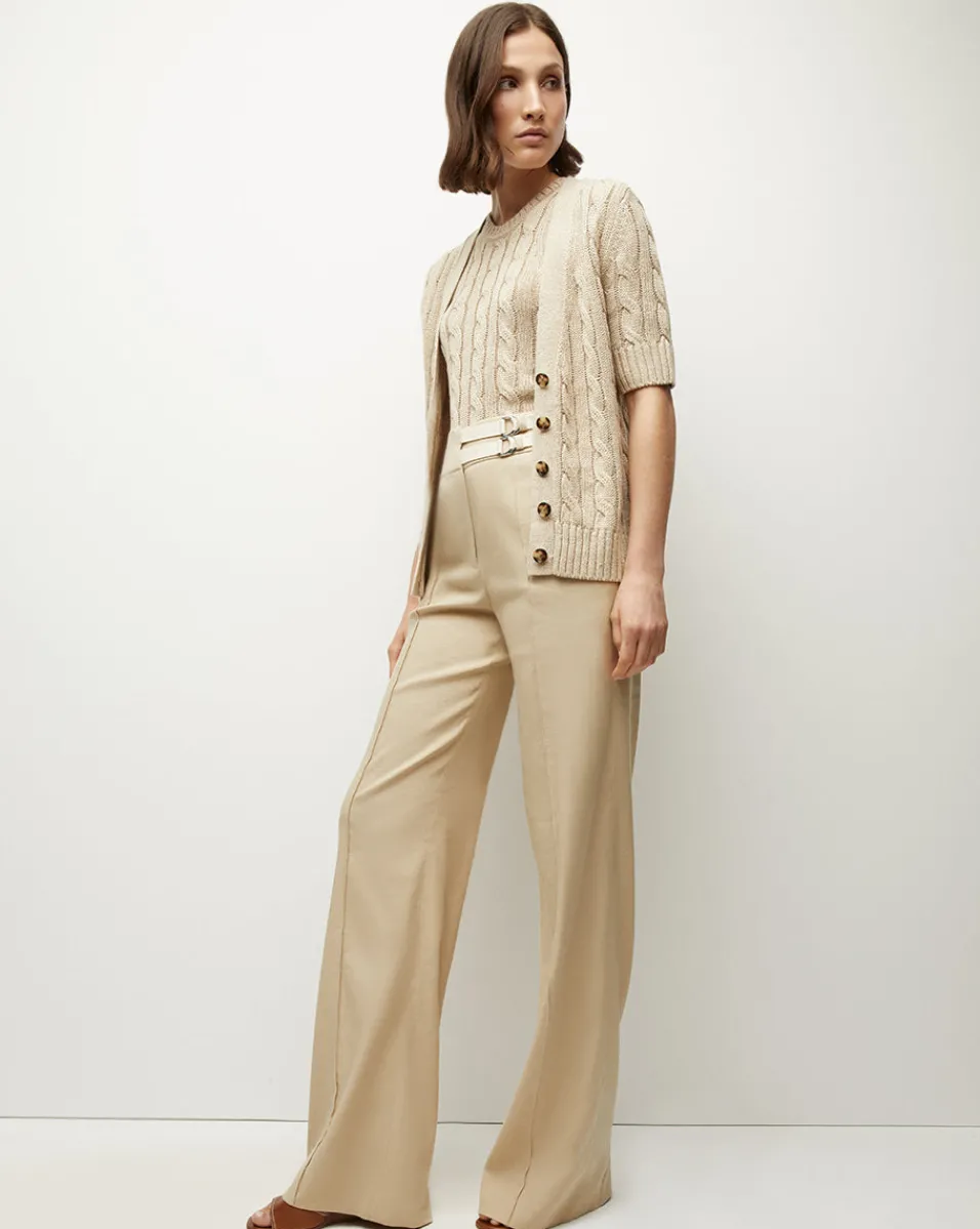 Jerrel Silk-Linen Tank in Stone Khaki>Veronica Beard