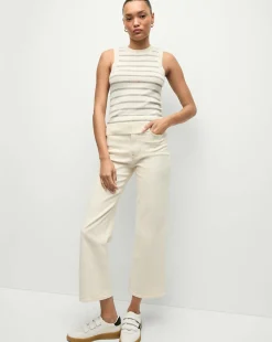 Jerrel Striped Cashmere Tank in Ivory/Heather Grey>Veronica Beard Outlet