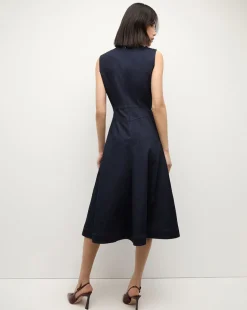 Karrigan Denim Midi Dress in Dark Wash><noscript><img width=