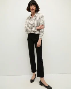 Keiko Stretch-Cotton Shirt in Striped Ivory>Veronica Beard Online