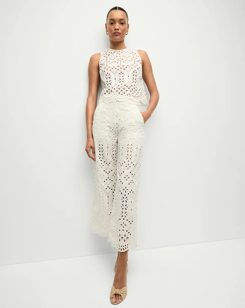 Kemper Cotton Eyelet Pant in>Veronica Beard Best