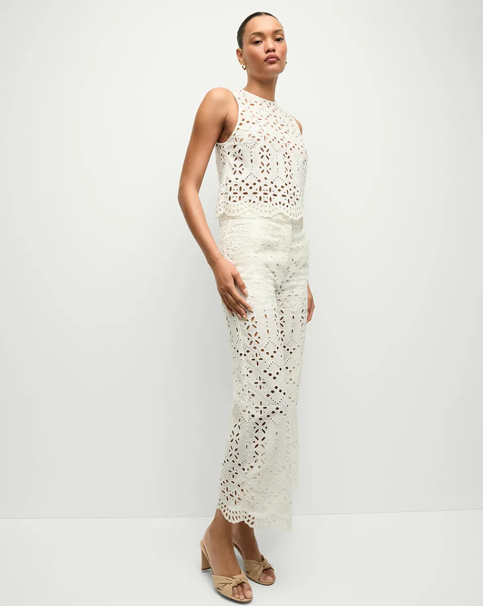Kemper Cotton Eyelet Pant in>Veronica Beard Best