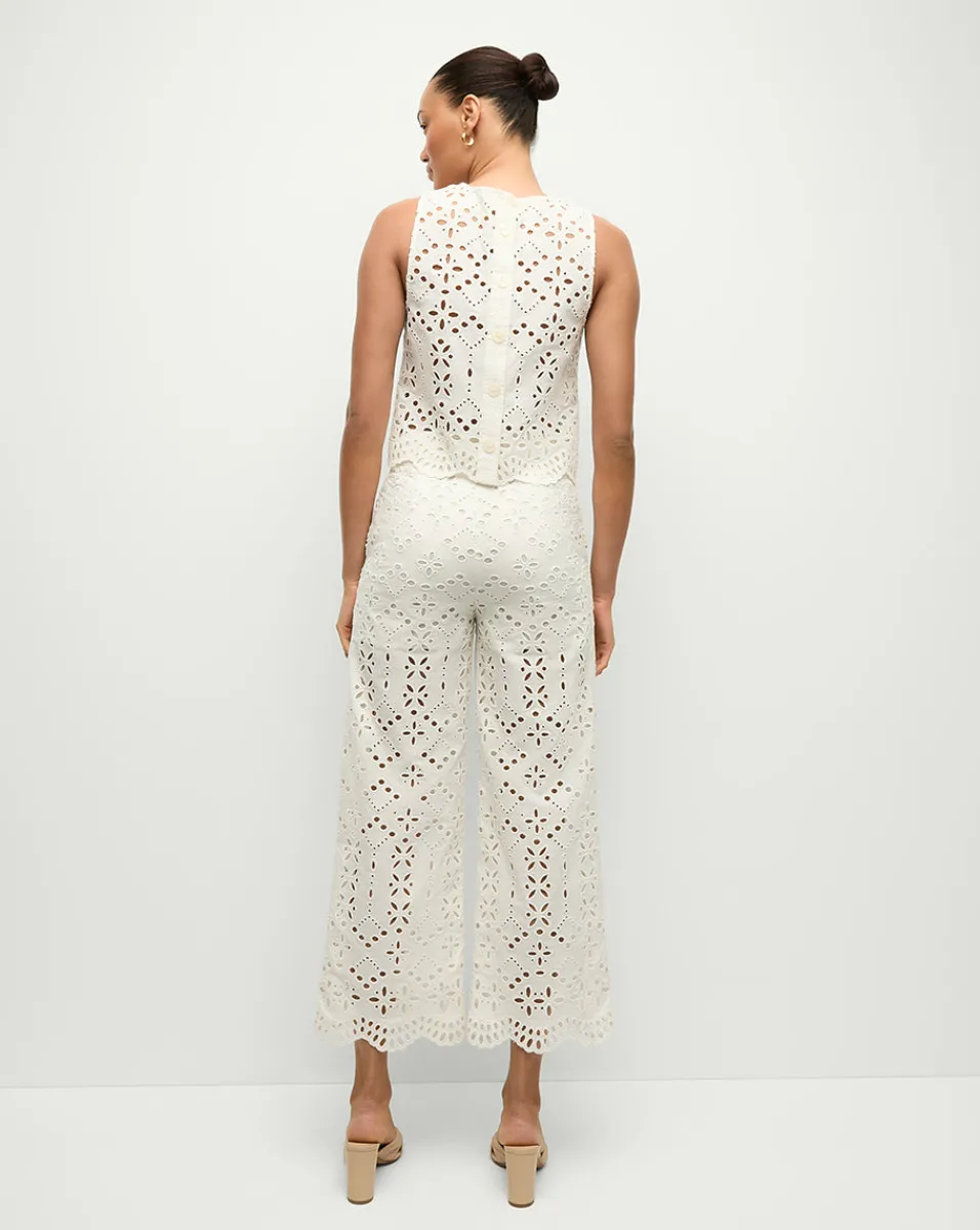 Kemper Cotton Eyelet Pant in>Veronica Beard Best