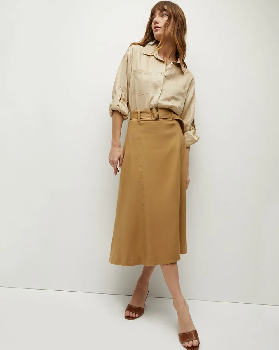 Khaki Linen A-Line Skirt>Veronica Beard Online