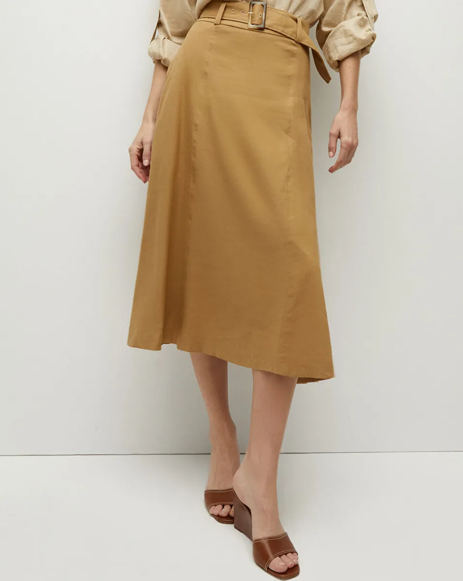Khaki Linen A-Line Skirt>Veronica Beard Online