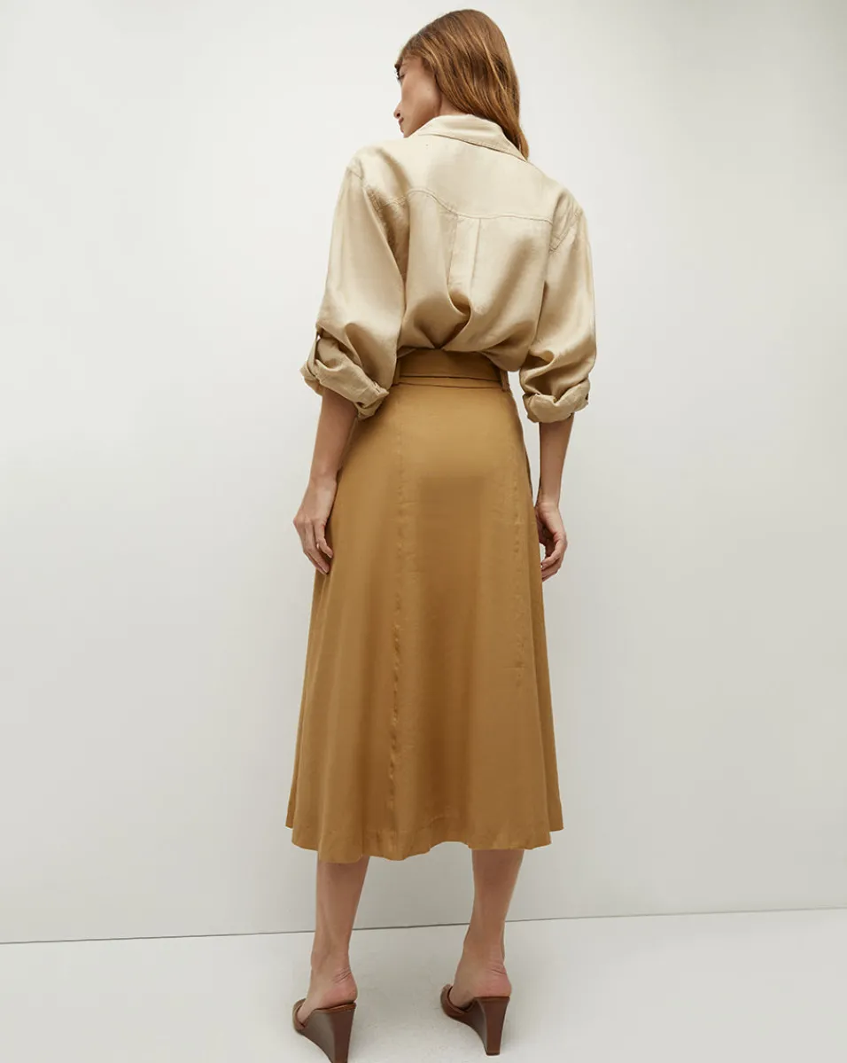 Khaki Linen A-Line Skirt>Veronica Beard Online