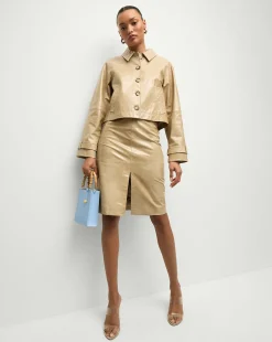 Kian Coated Leather Jacket in>Veronica Beard Best