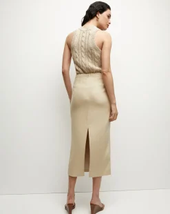 Kimpton Stretch-Linen Skirt in Stone Khaki><noscript><img width=