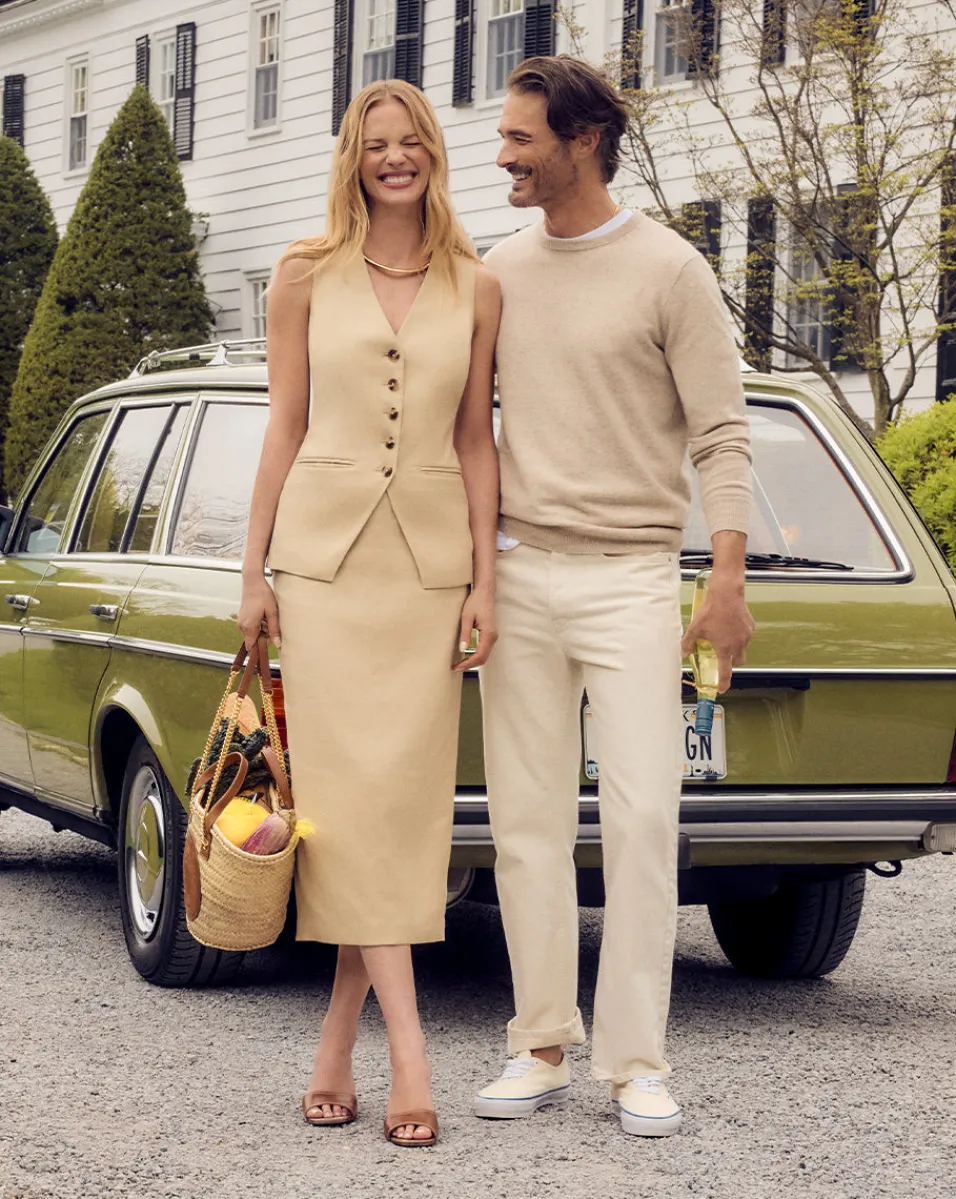 Kimpton Stretch-Linen Skirt in Stone Khaki>Veronica Beard Best