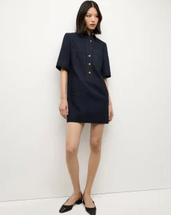 Koulis Mini Denim Dress in Dark Wash>Veronica Beard